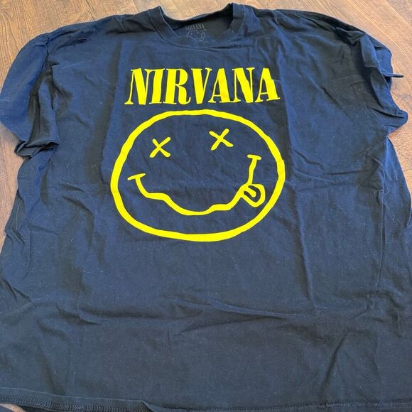 NIRVANA Tops - Nirvana Smiley Face Band Tee – Distressed Grunge Style – 2XL